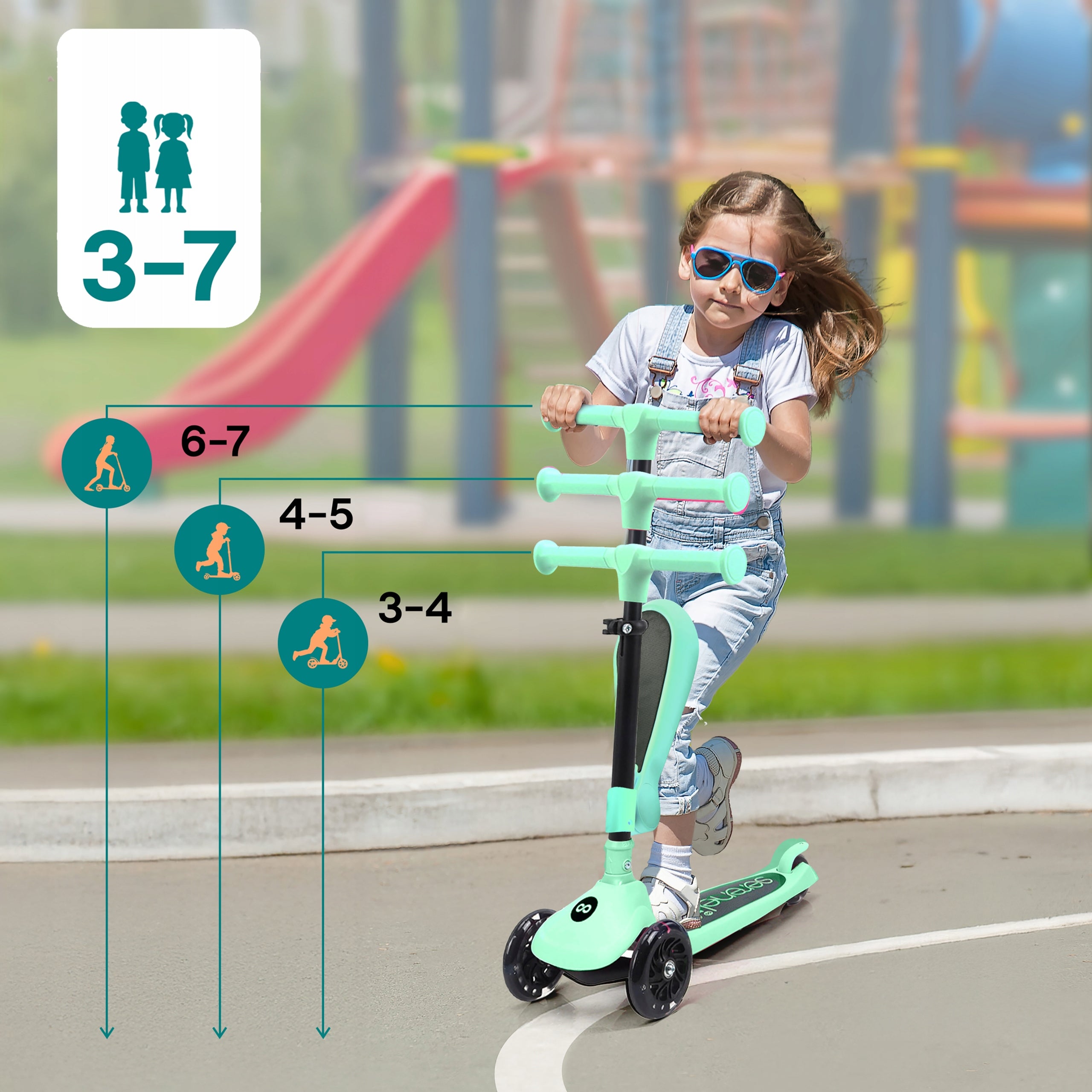 SCOOTER FOR CHILDREN BALANCE SEAT TRIPLE MINT Color multicolor