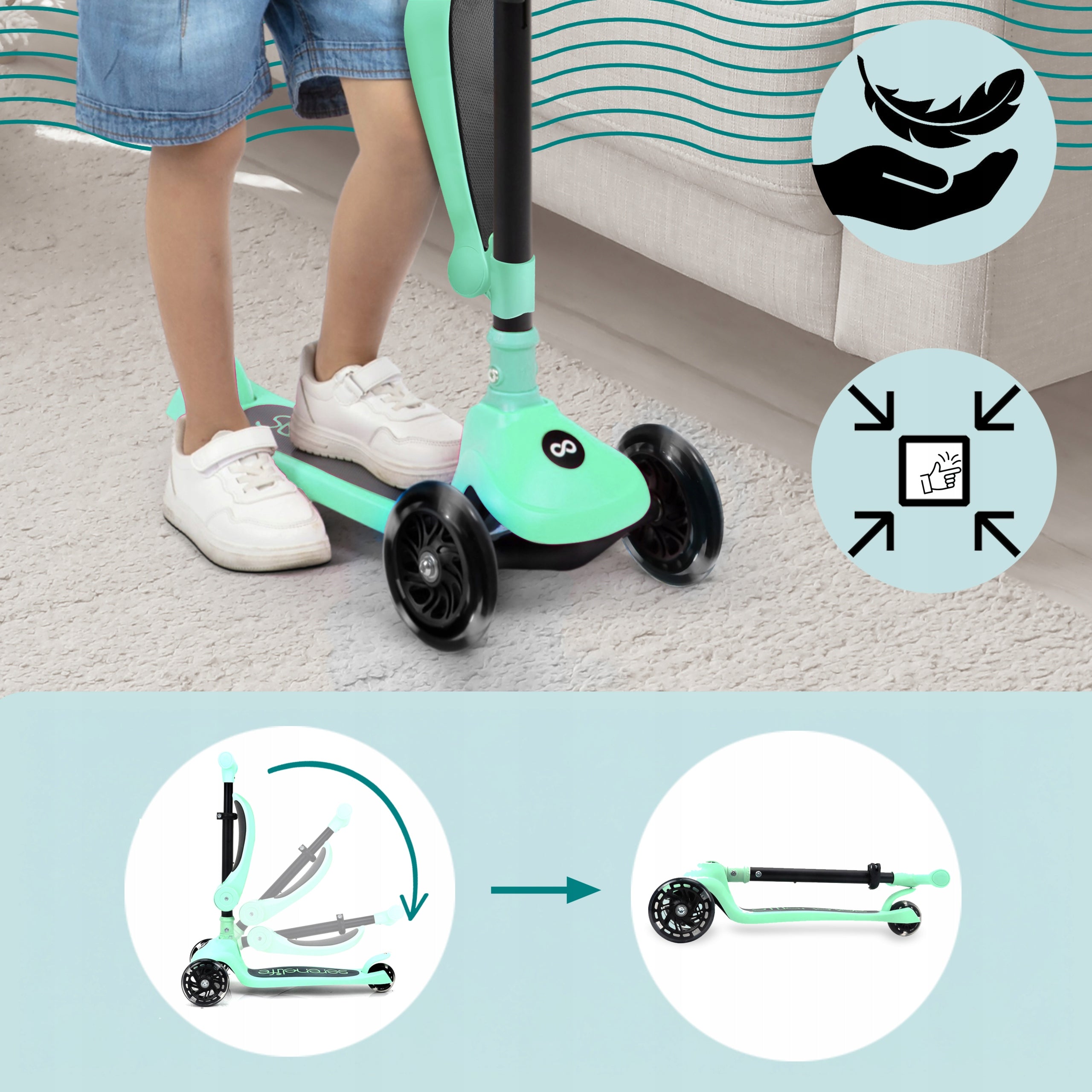 SCOOTER FOR CHILDREN BALANCE SEAT TRIPLE MINT Number of wheels 3