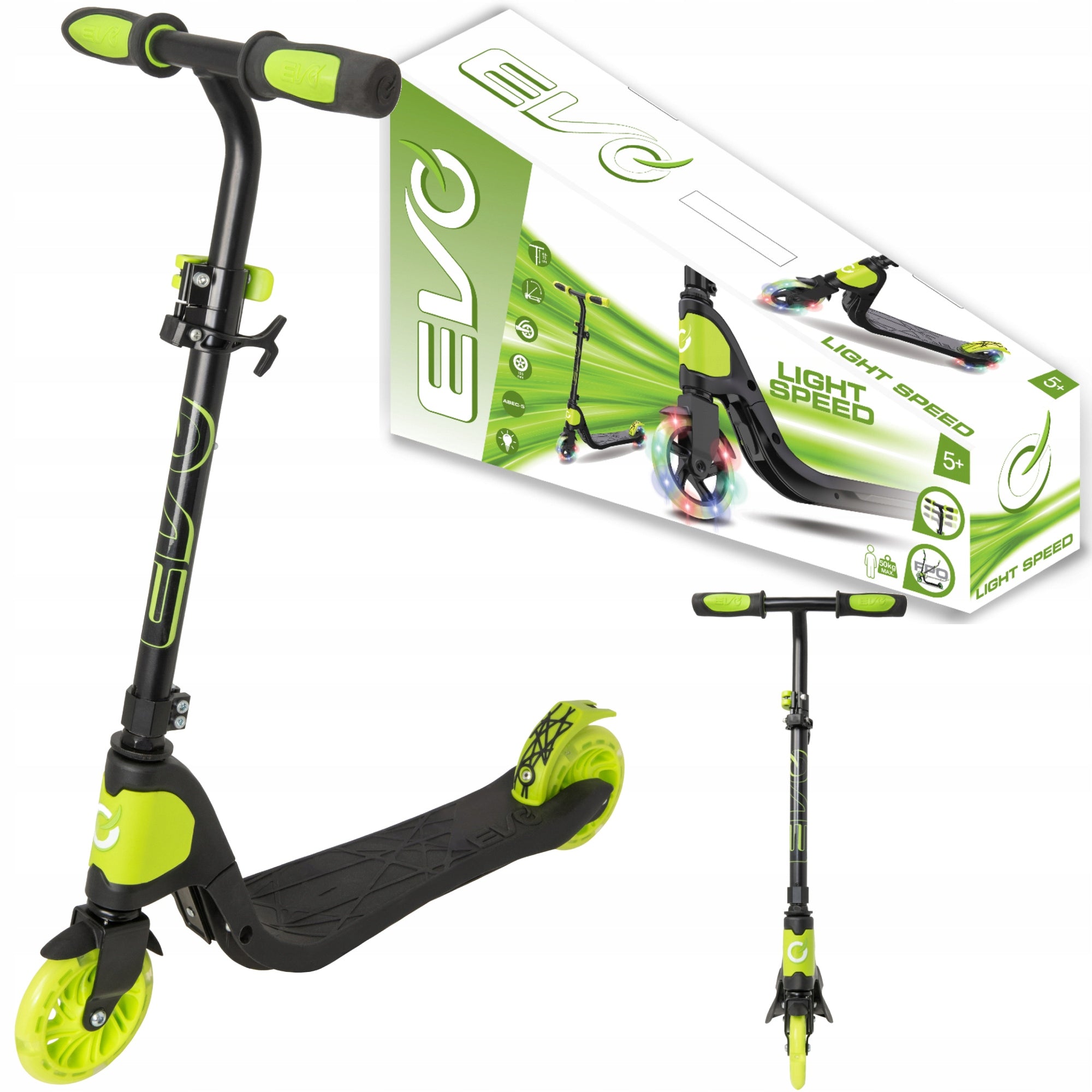 SCOOTER FOR CHILDREN TWO-WHEELED FOLDING LED GLOWING WHEELS EVO 5+