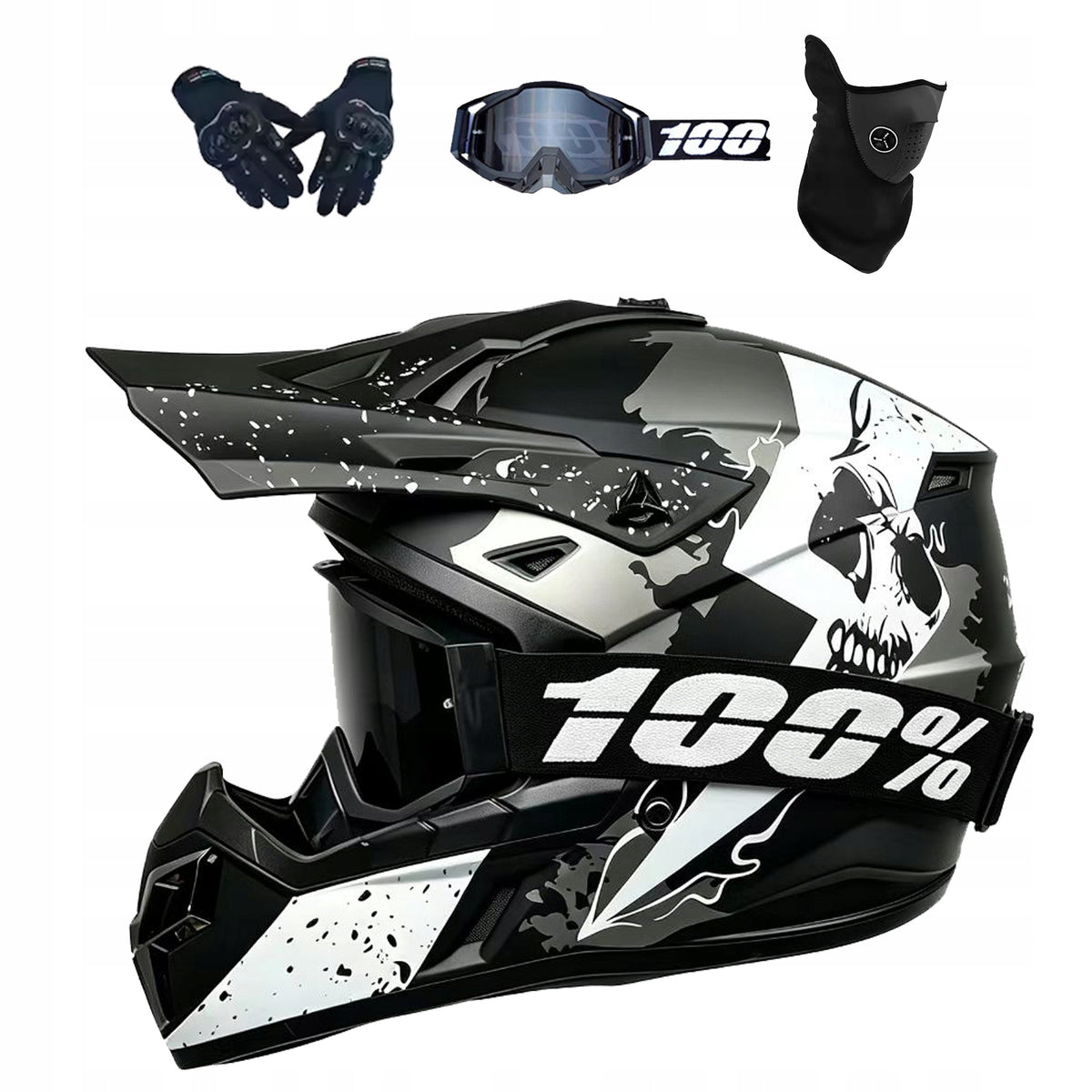 SCOOTER HELMET ELECTRIC CROSS ENDURO QUAD BMX HELMET GOGGLES GLOVES L