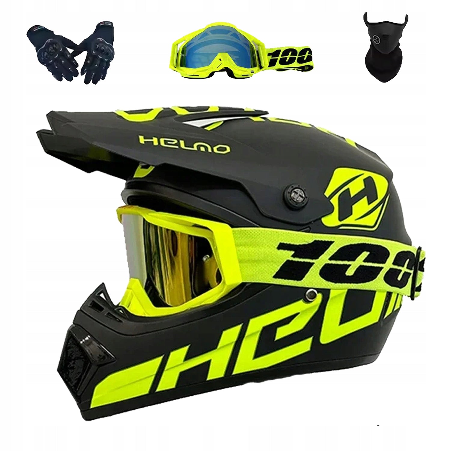 SCOOTER HELMET ELECTRIC CROSS ENDURO QUAD BMX HELMET GOGGLES GLOVES M