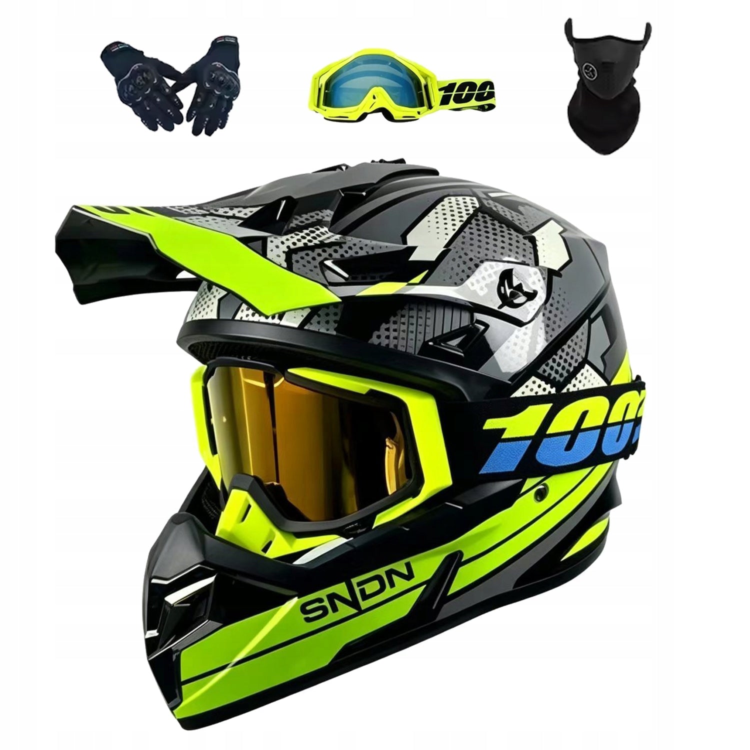 SCOOTER HELMET ELECTRIC CROSS ENDURO QUAD BMX HELMET GOGGLES GLOVES S