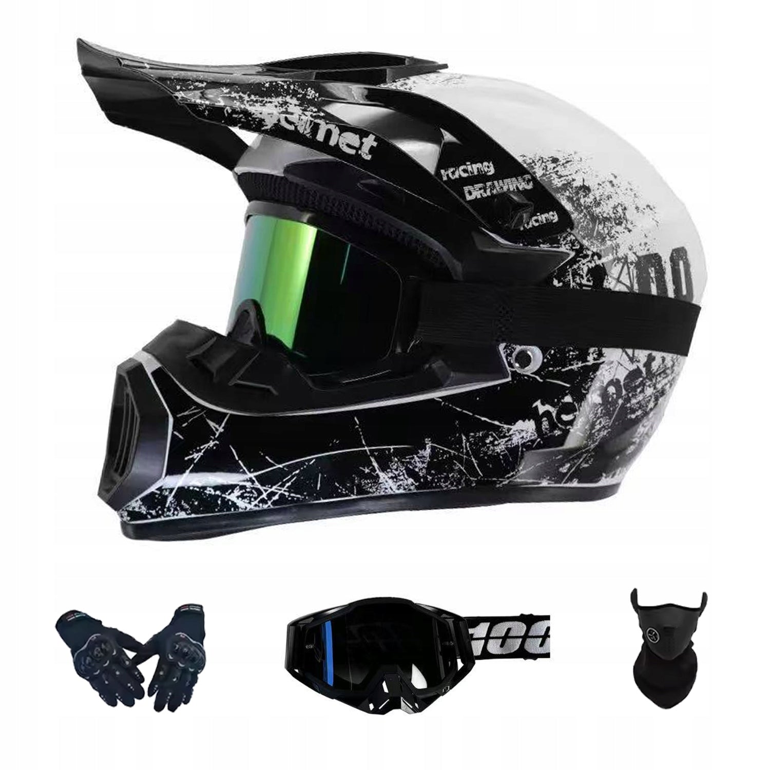SCOOTER HELMET ELECTRIC CROSS ENDURO QUAD BMX HELMET GOGGLES GLOVESXL