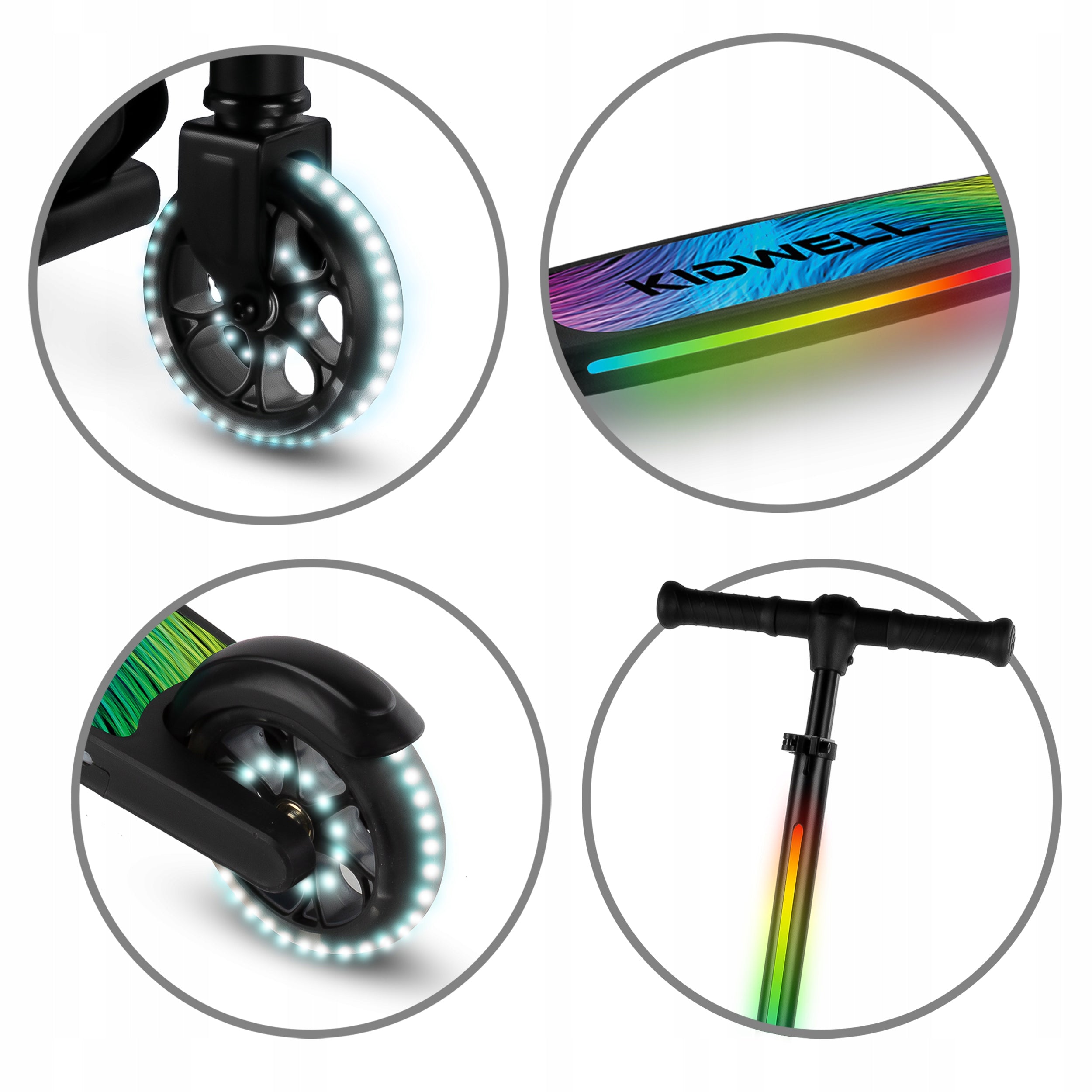SCOOTER ILLUMINATED PLATFORM AND STEERING WHEEL LED 120mm KIDWELL MIDO Kind two-wheeled