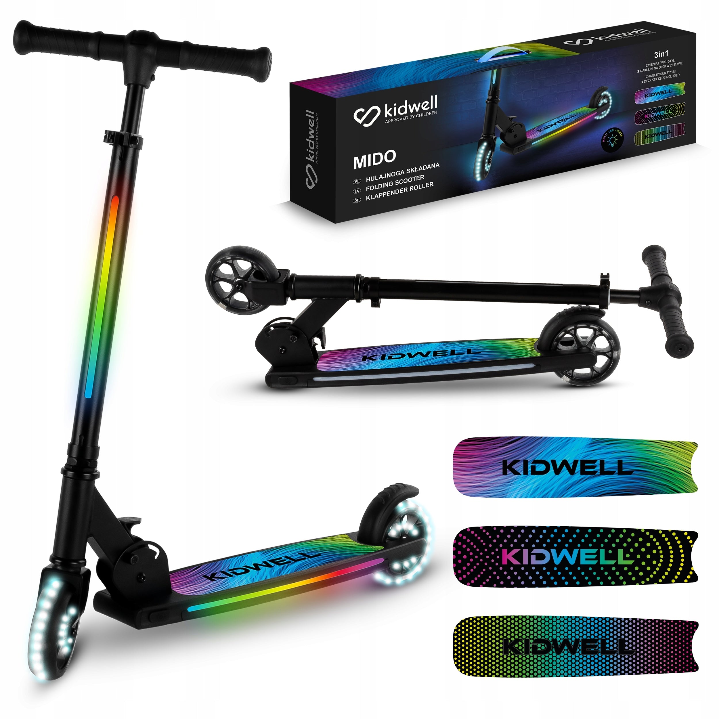 SCOOTER ILLUMINATED PLATFORM AND STEERING WHEEL LED 120mm KIDWELL MIDO