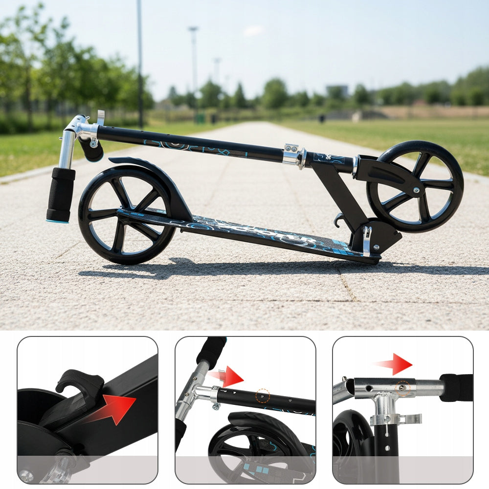 SCOOTER LARGE FOLDING URBAN DESIGN ADJUSTABLE HEIGHT 80KG Color black