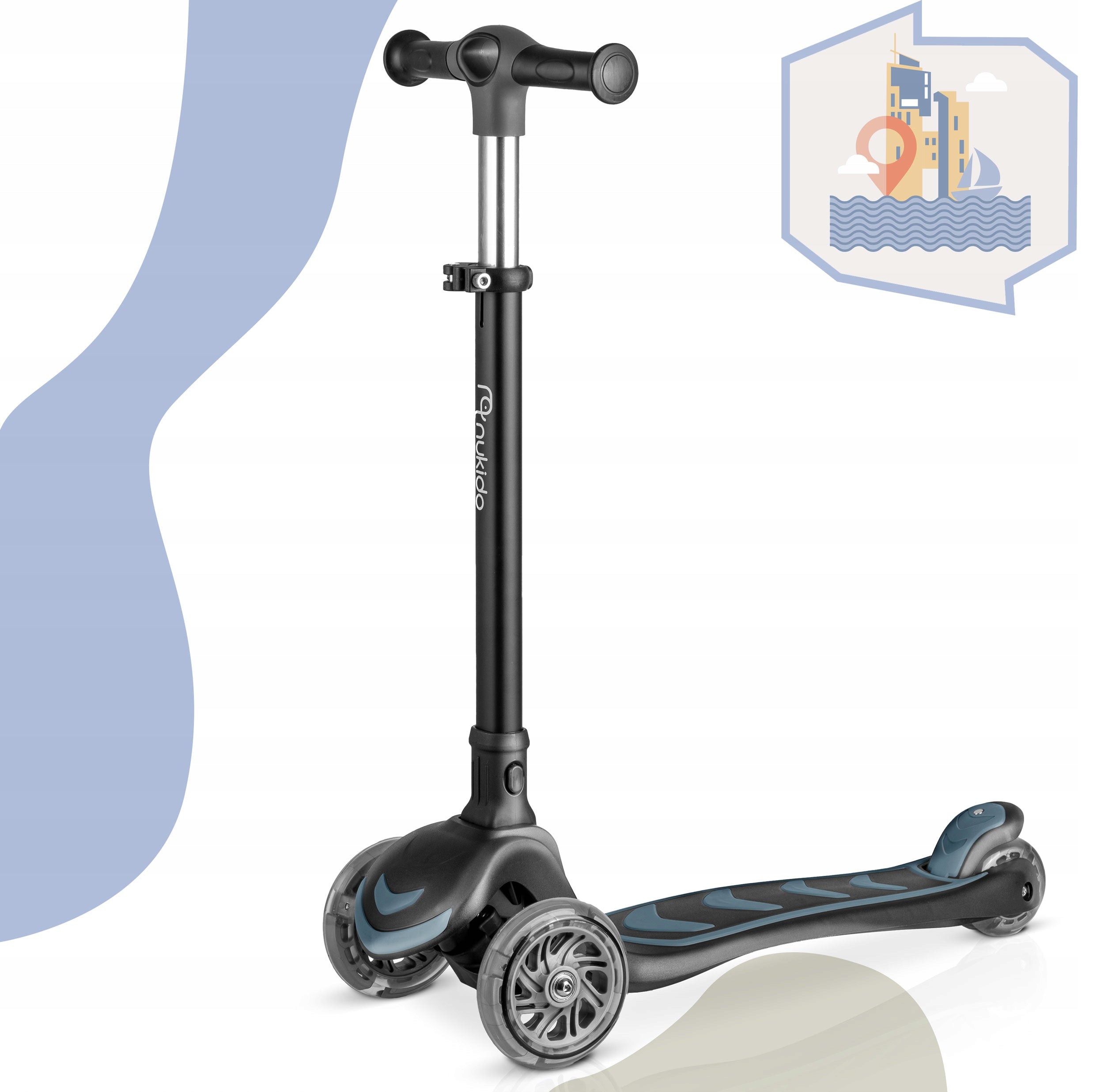 SCOOTER THREE-WHEELED RIDE-ON FOR CHILDREN BALANCE FOLDING LED NUKIDO Packaging status original