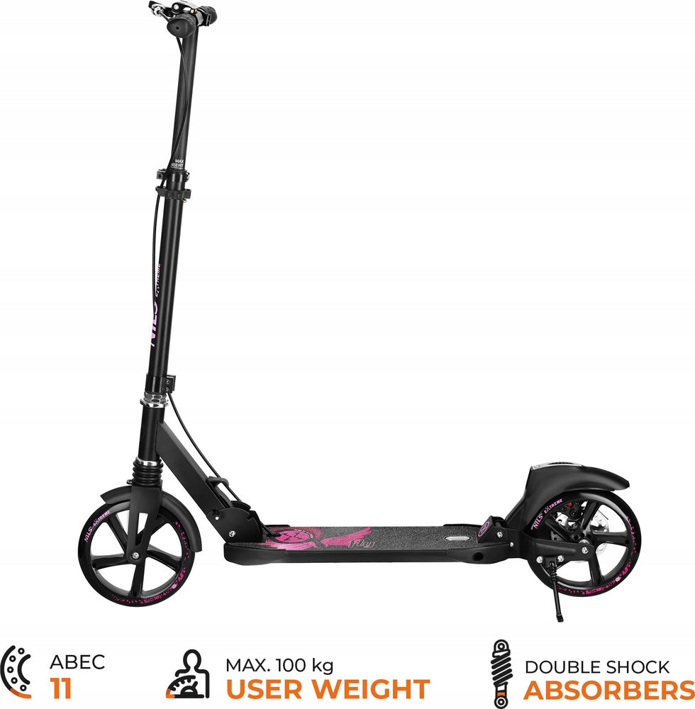 SCOOTER WITH BRAKE ABEC-11 NILS FLY WHEELS 200MM Color pink