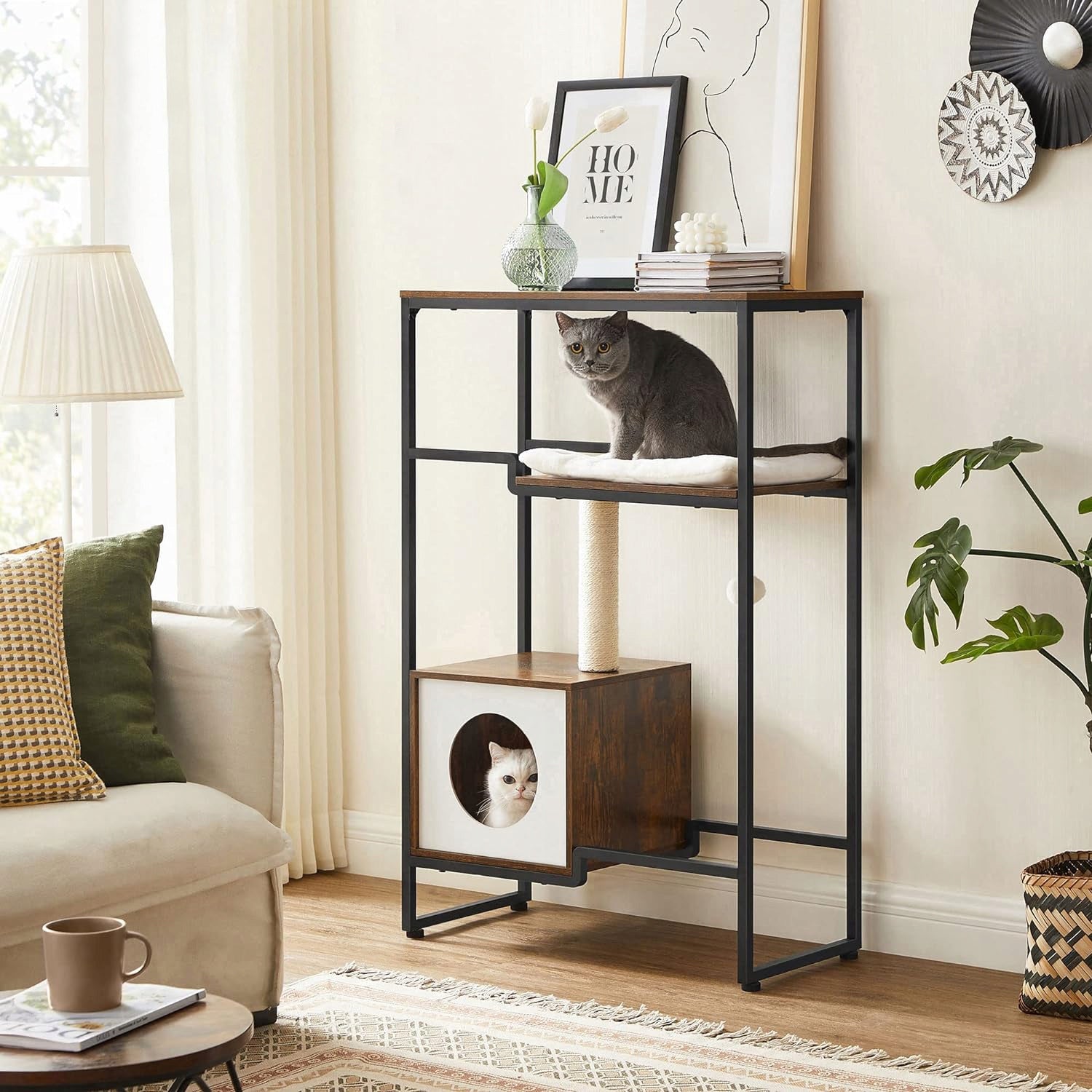 SCRATCHER cat house BED scratching post TOWER 2in1 tree WITH SHELF Height (cm) 101 - 160 cm
