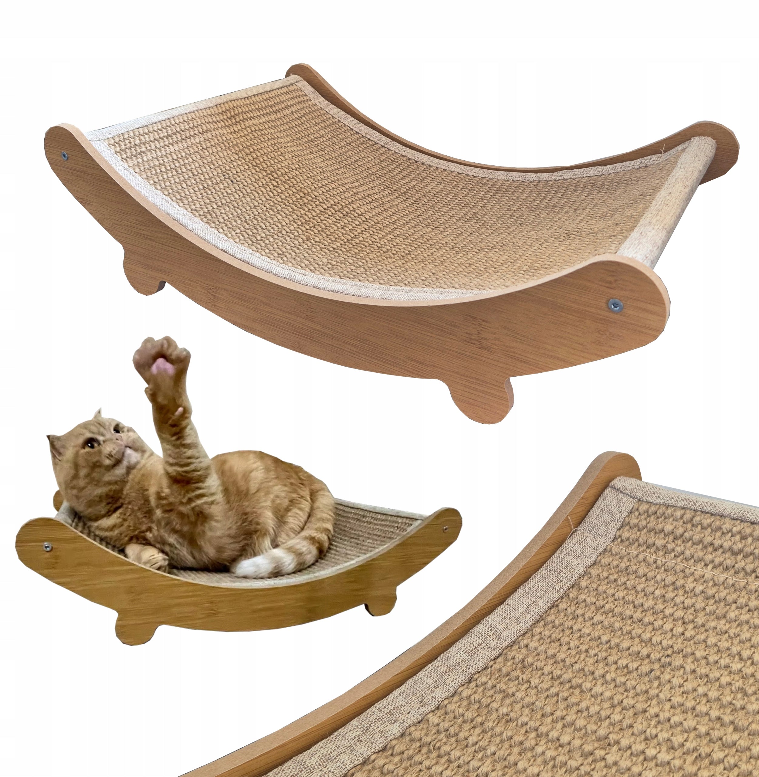 SCRATCHING POST BED SISAL HAMMOCK WOODEN FOR CAT LARGE