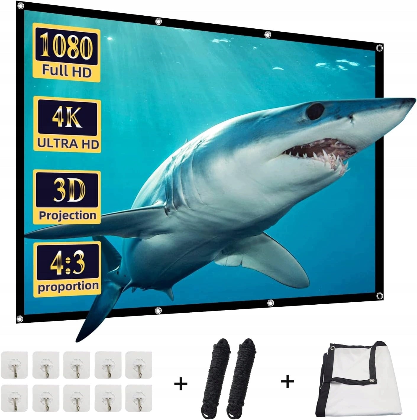 SCREEN 120 INCHES PROJECTION FORMAT 16:9 265X149 CM PREMIUM QUALITY