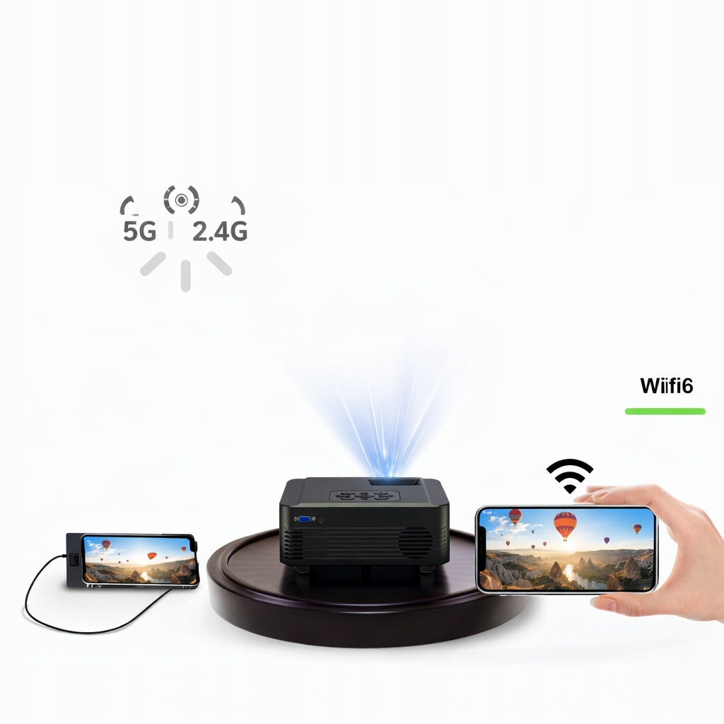 SCREENMAX Projector 1080p WiFi 6 Bluetooth HDMI 250" zoom 50% black Packaging status original