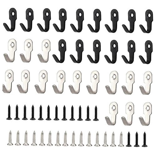 SCREW-IN WALL HOOKS RETRO STAINLESS STEEL FOR CLOTHES KEYS 30 PCS.