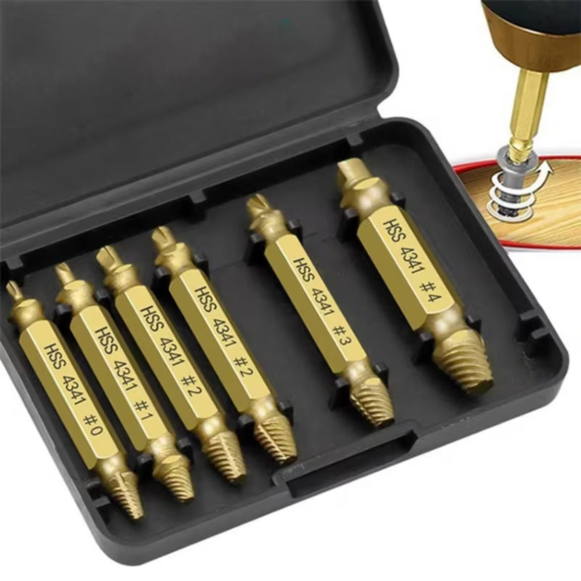 SCREWDRIVER ADAPTERS FOR BROKEN SCREWS SCREW PINS 6pcs + CASE Manufacturer code 0055780