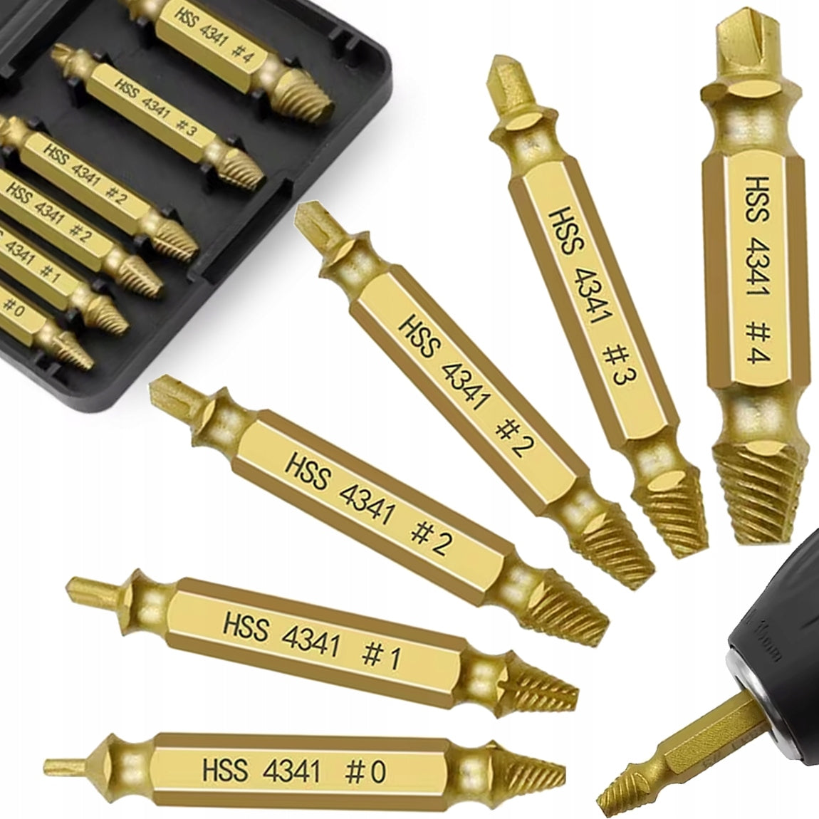 SCREWDRIVER ADAPTERS FOR BROKEN SCREWS SCREW PINS 6pcs + CASE