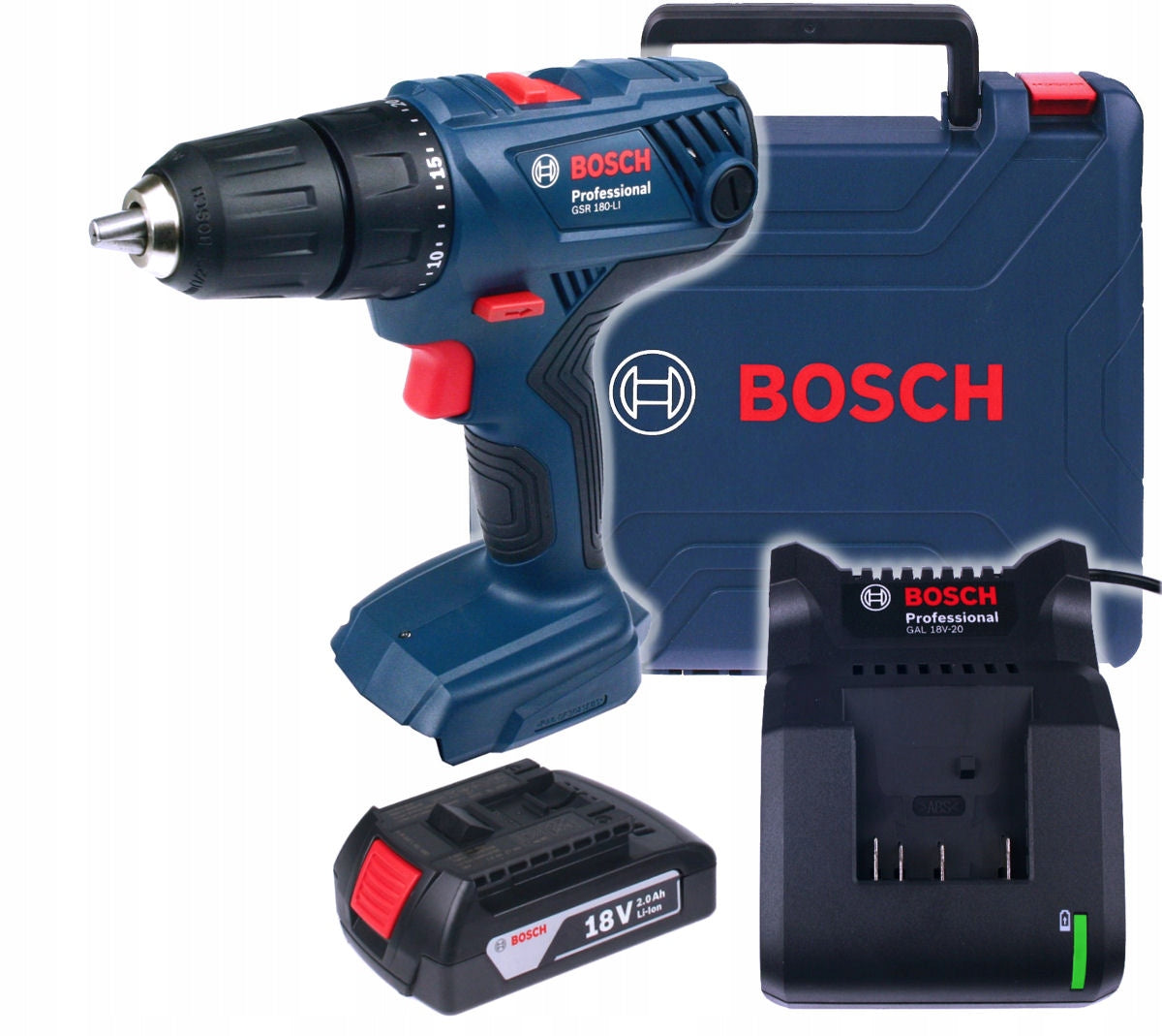 SCREWDRIVER GSR 180-LI BOSCH 1x2,0Ah + CASE