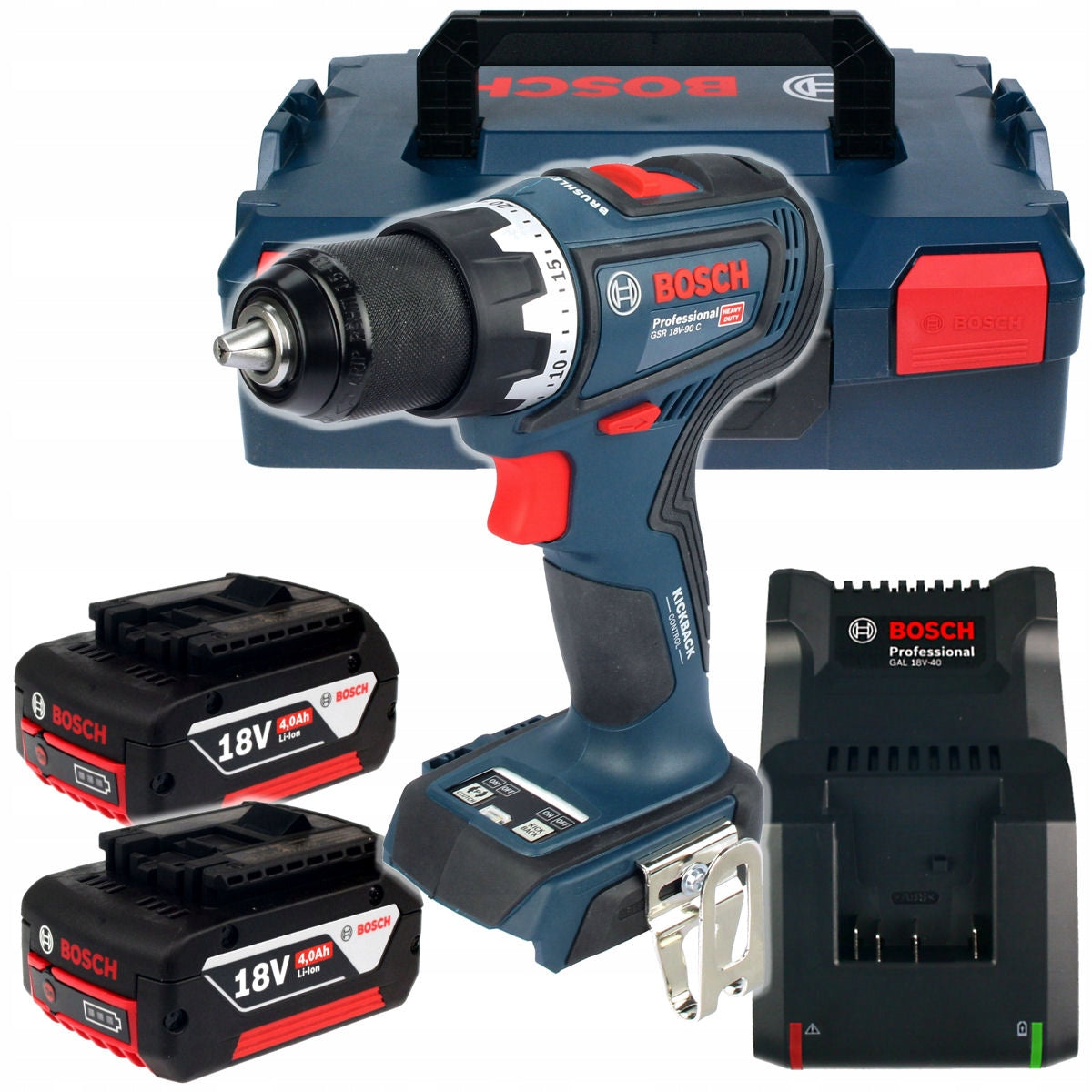 SCREWDRIVER GSR 18V-90 C BOSCH 2x4,0Ah L-BOXX