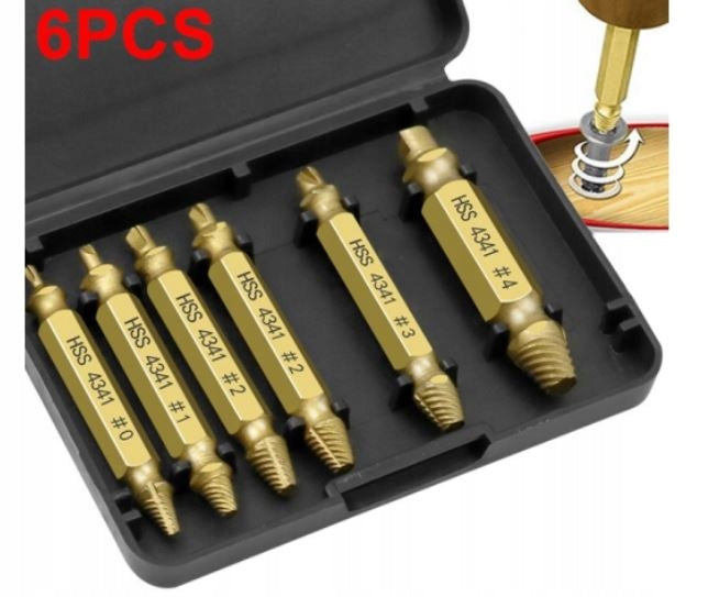 SCREWDRIVERS FOR BROKEN SCREW THREADS SET OF 6 PCS + CASE