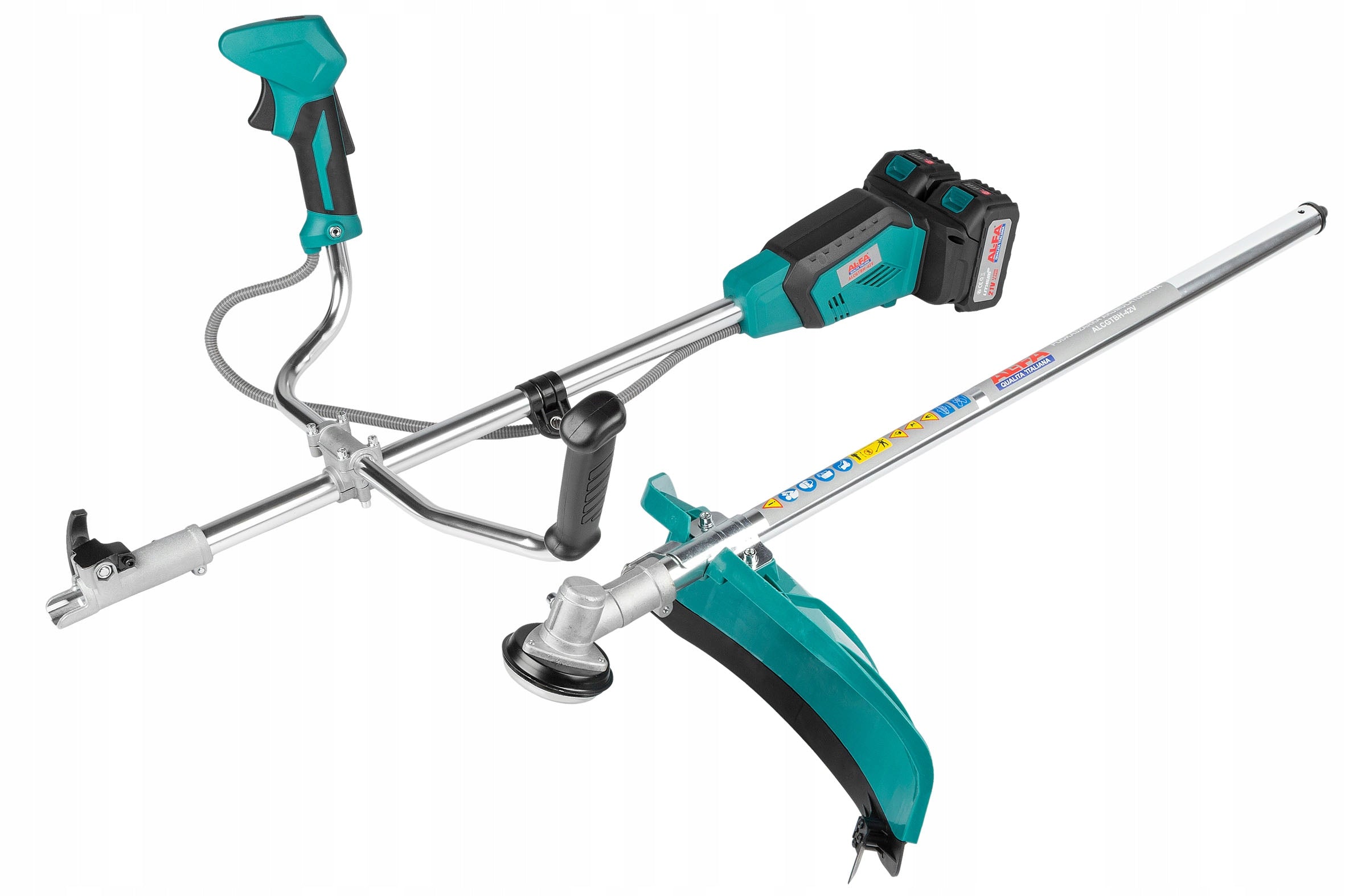 SCYTHE trimmer CORDLESS disc fishing line suspenders 2 BATTERIES BRUSH CUTTER Tool weight 3.5 kg