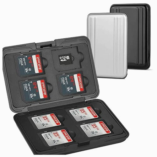 SD CARD CASE WATERPROOF METAL 8 COMPARTMENTS 2 PCS METAL