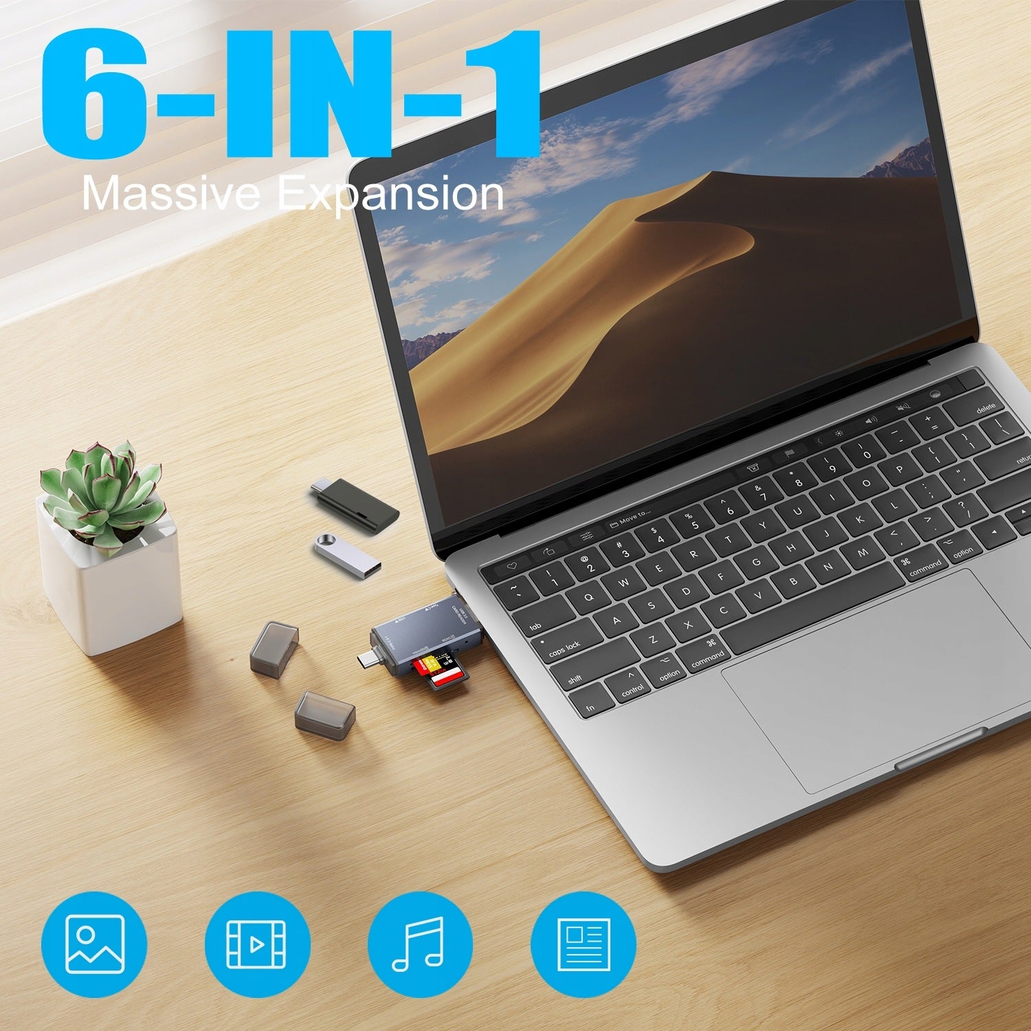 SD Memory Card Reader MicroSD OTG USB-C USB 3.0 Micro USB Adapter 6in1 Manufacturer code Elarionith0704-6