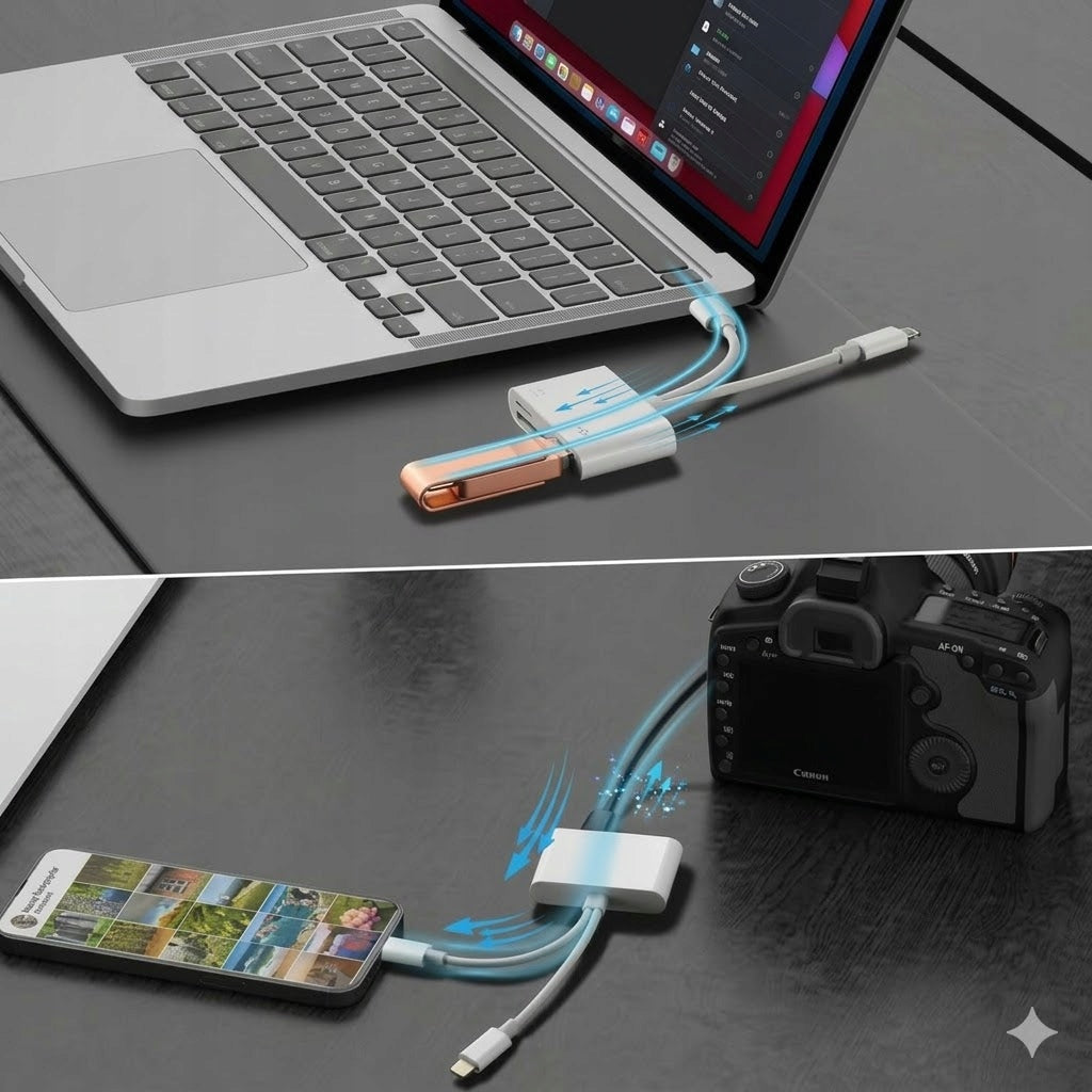 SD TF MEMORY CARD READER, HUB ADAPTER WITH USB PORT AND USB-C CABLE Manufacturer code 3831127630229