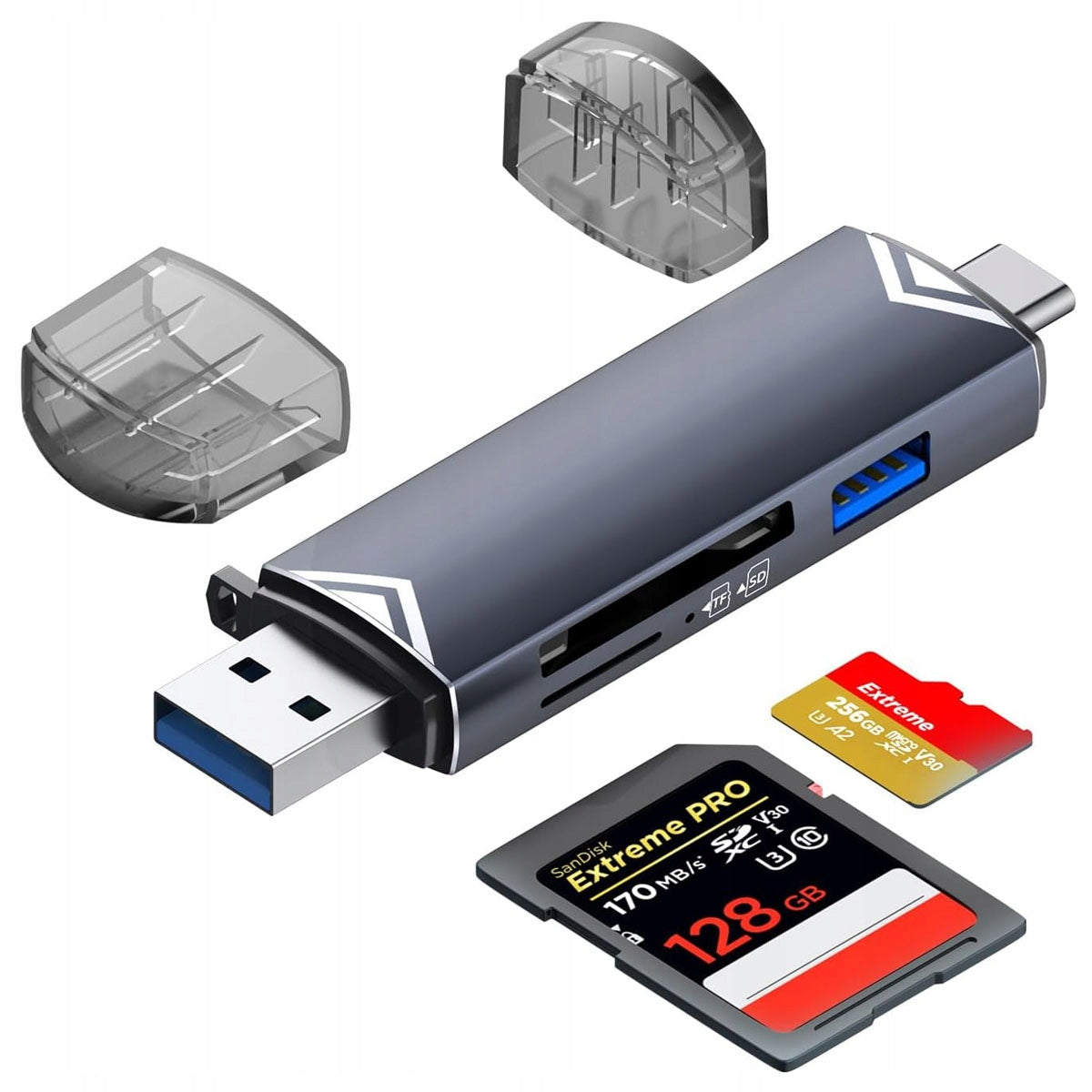SD TF USB-C 3,0 SD/TF 5 Gbps FAST ALUMINUM CARD READER
