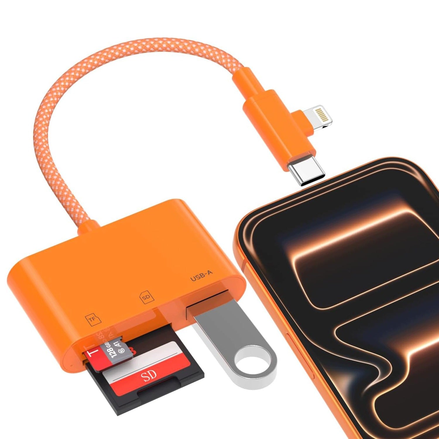 SD microSD TF Card Reader USB-C Lightning USB-A 3in1 for Laptop Phone