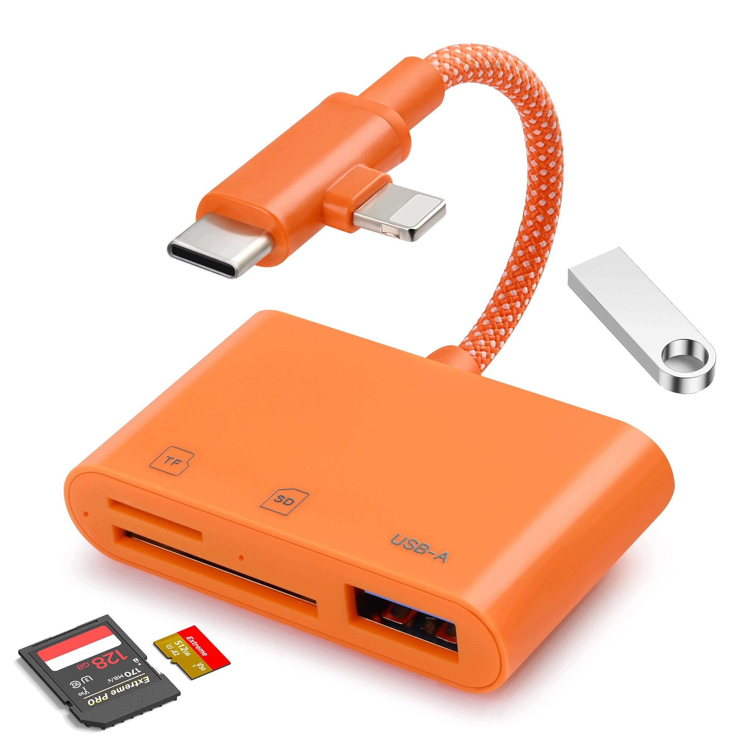 SD microSD TF Card Reader USB-C Lightning USB-A 3in1 for Laptop Phone