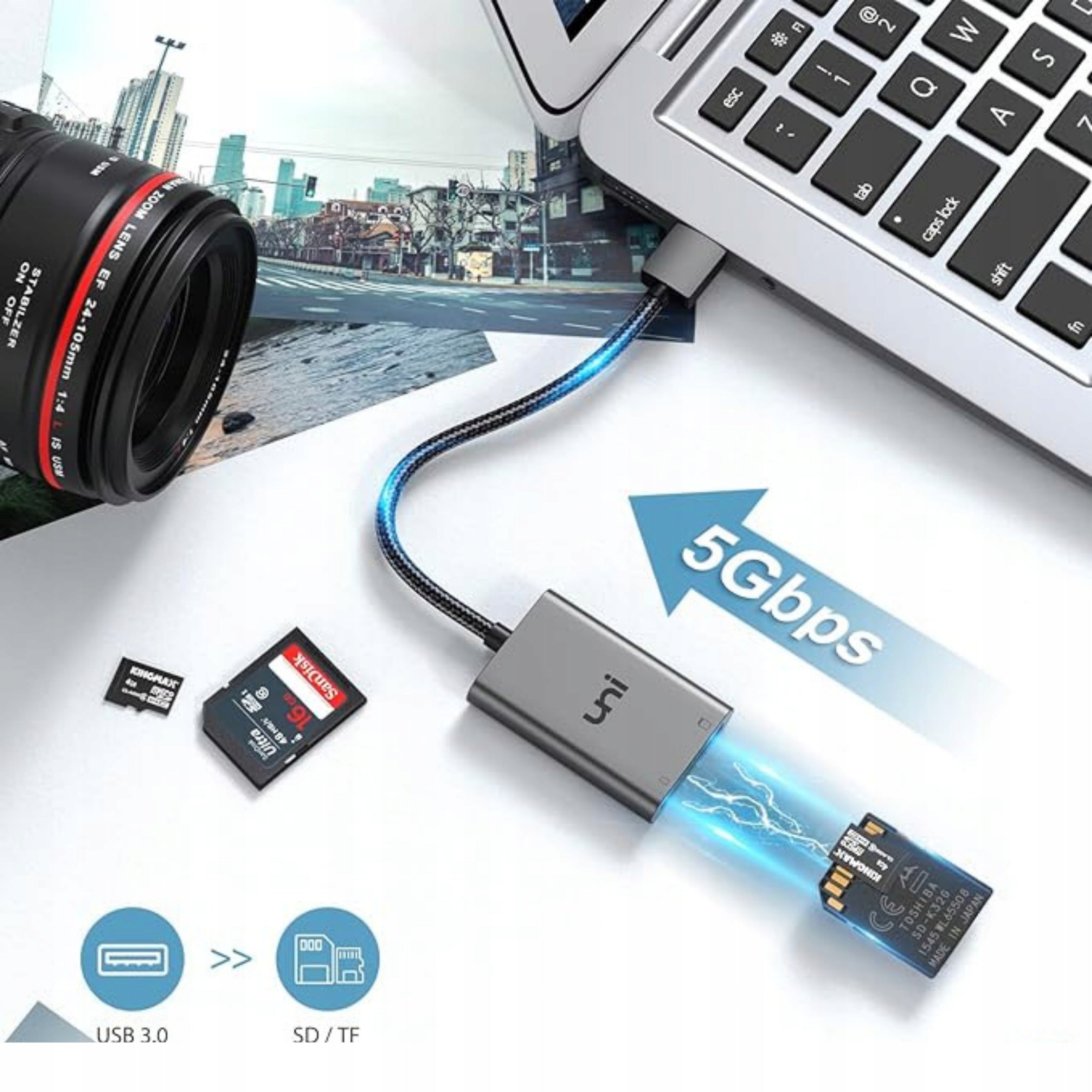 SD microSD card reader USB 3.0 2in1 UNI Packaging status original