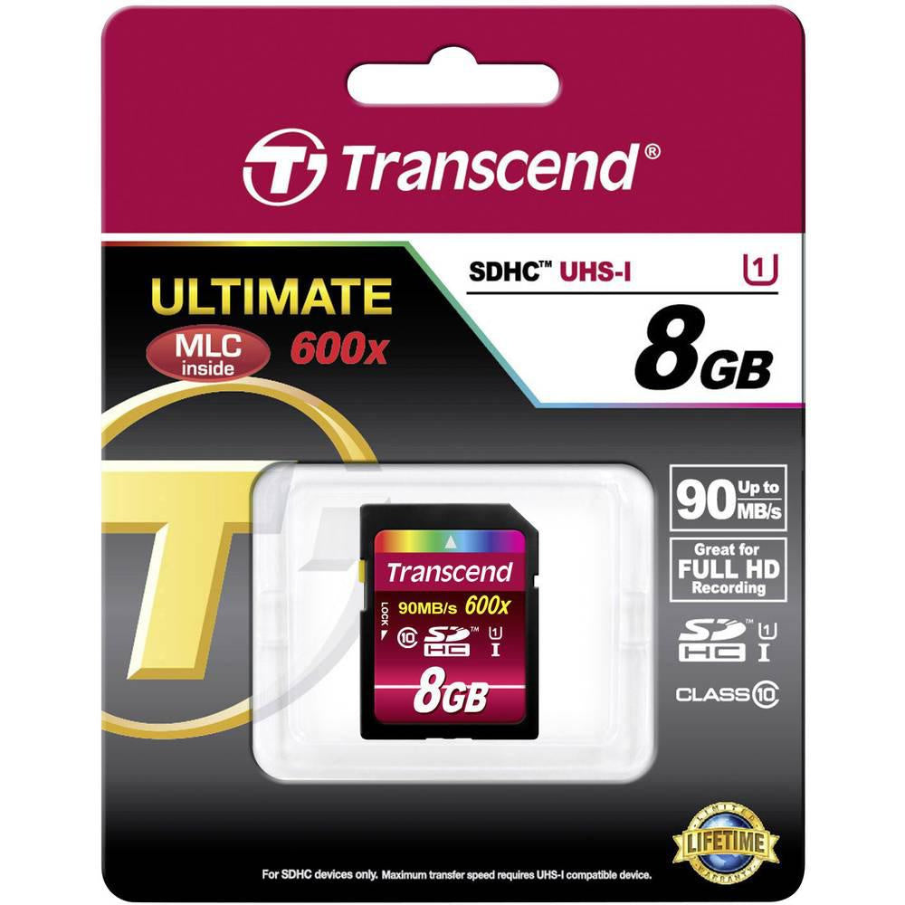 SDHC memory card Transcend, 8 GB, class 10 Manufacturer Transcend