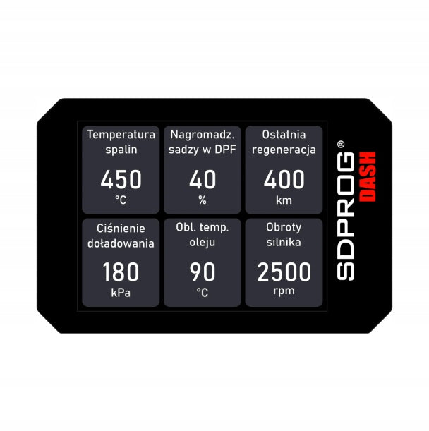 SDPROG DASH universal vehicle monitor e.g. DPF, oil, revolutions, temperature