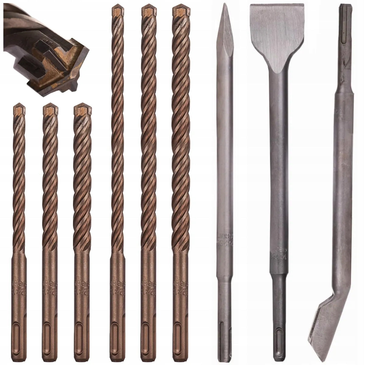SDS Plus drill and chisel set for concrete stone brick 6 – 10 mm Schmith
