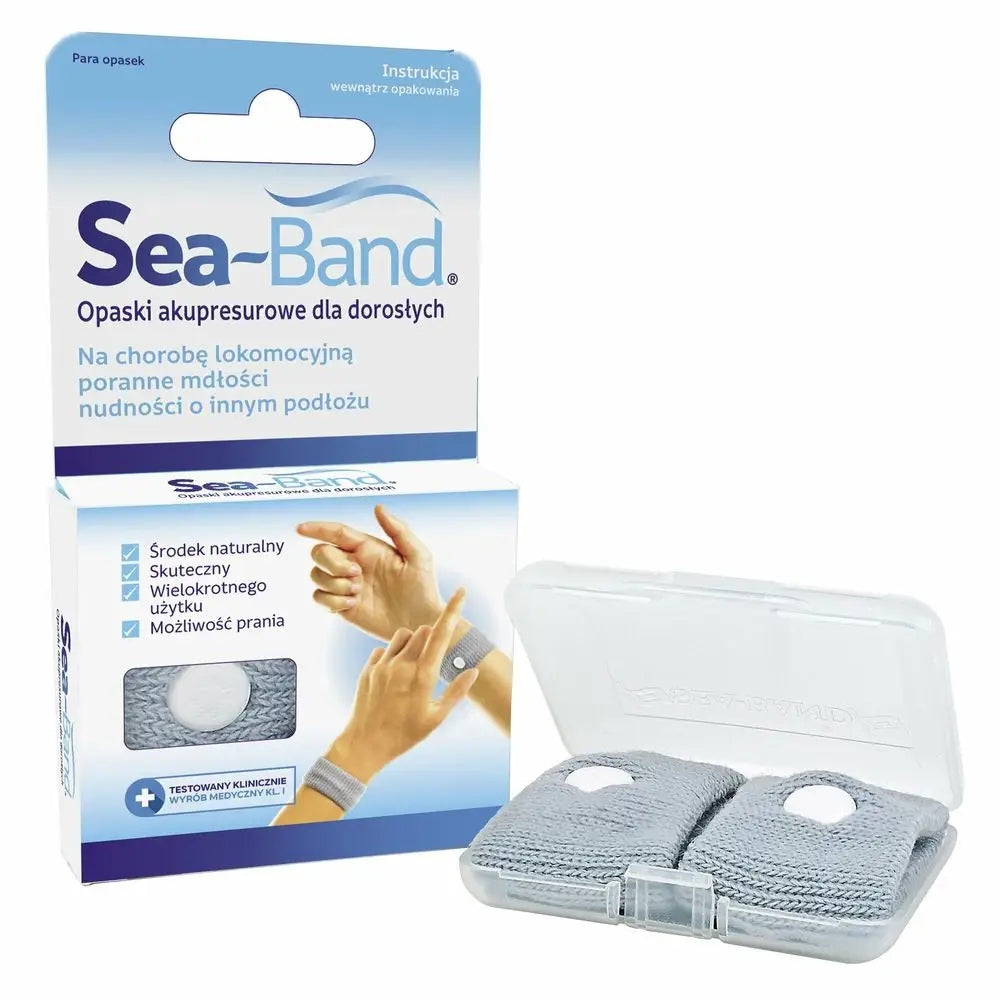 SEA-BAND Anti-nausea acupressure bracelets for adults, grey.