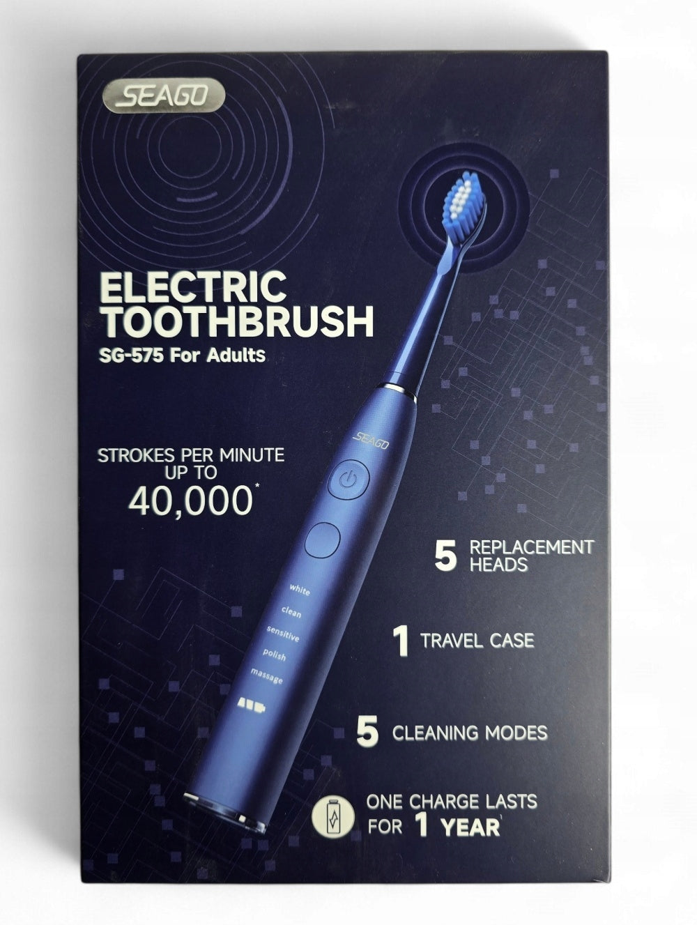 SEAGO SG-575-G – Blue Sonic Toothbrush for Adults