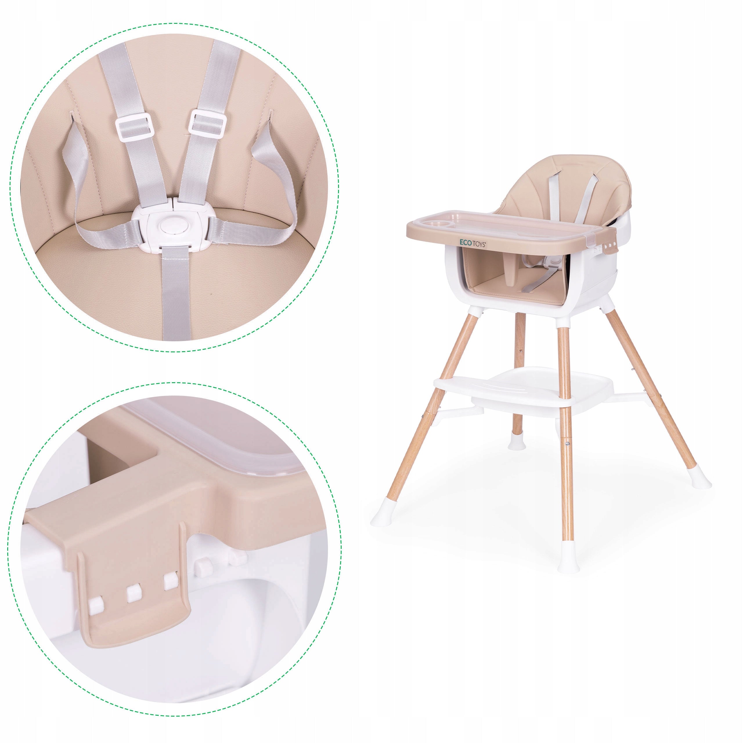 SEAT HIGH CHAIR FOR CHILDREN ECOTOYS 2in1 BEIGE HC508 Brand Ecotoys