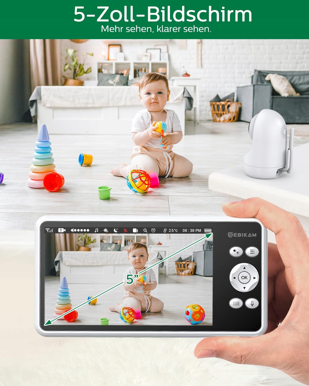 SEBIKAM Baby Monitor 2 Cameras 5" 720P HD IPS Screen Brand no brand