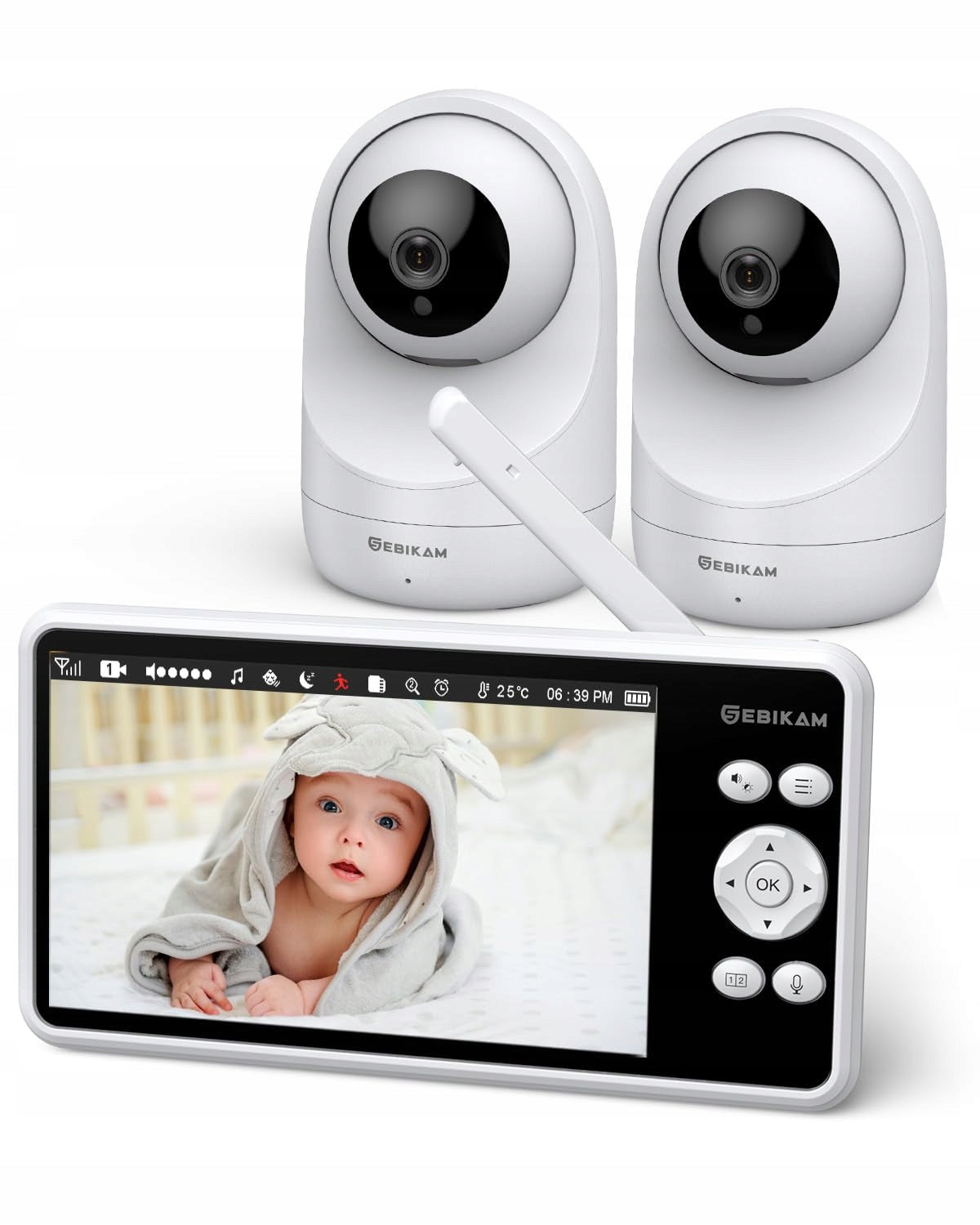 SEBIKAM Baby Monitor 2 Cameras 5" 720P HD IPS Screen