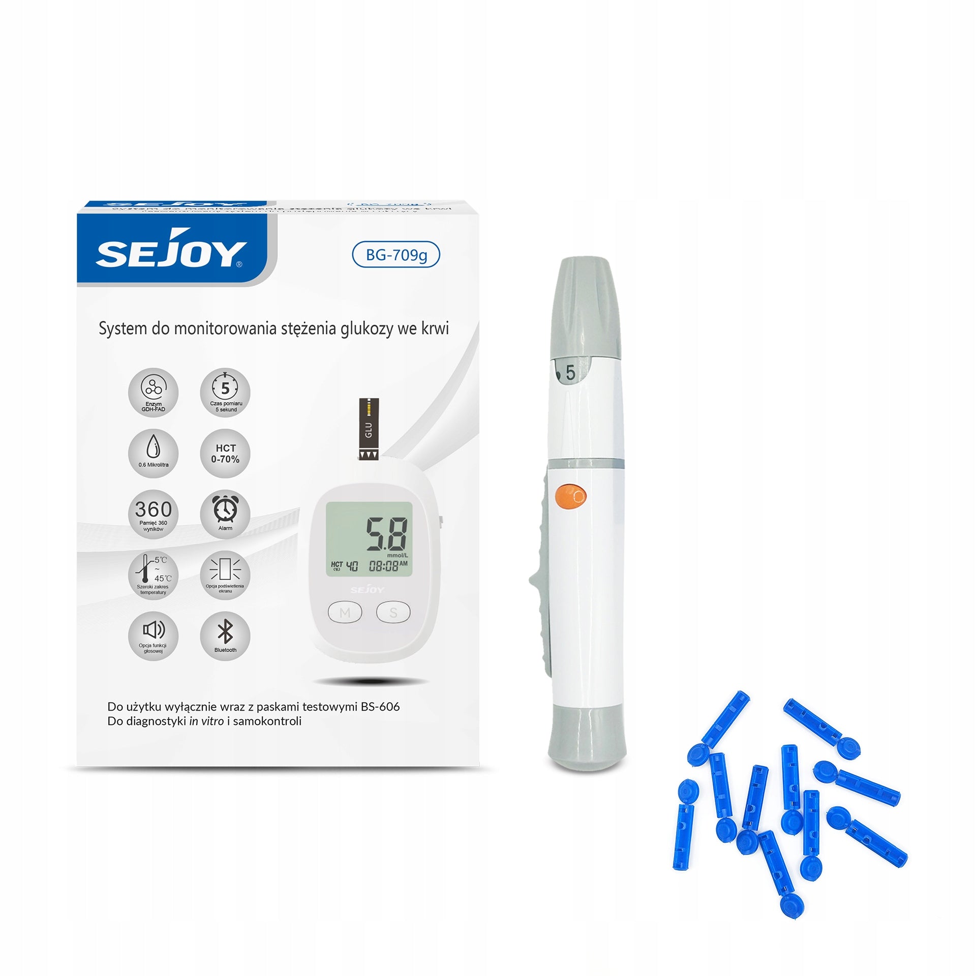SEJOY glucose meter for blood glucose measurement + lancets and lancets