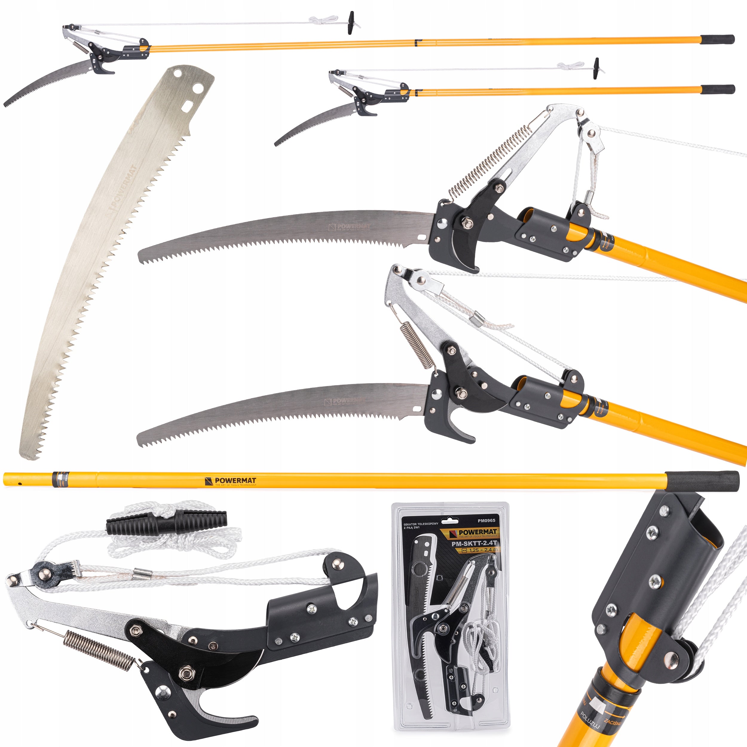 Sekatorius ir pjūklas su teleskopiniu kotu PowerMat