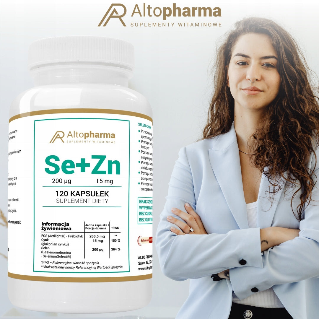 SELENIUM 200 µg + ZINC 15mg + Prebiotic Resistance Thyroid Hair Skin 120 kap Manufacturer code 5903661237059
