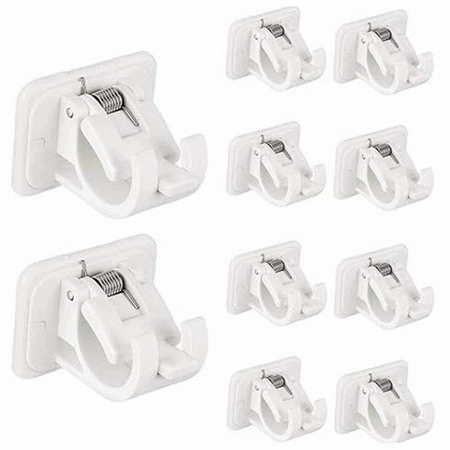 SELF ADHESIVE CURTAIN ROD HOLDER FASTENING ROD FOR CURTAINS 10 PCS. steel