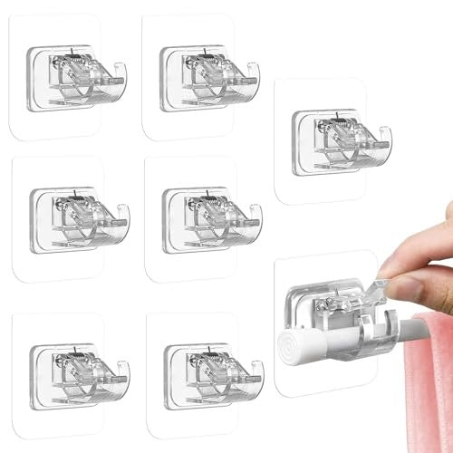 SELF-ADHESIVE HANDLES FOR CURTAIN RODS WITHOUT DRILLING ABS SET OF 8 PCS. Brand no brand