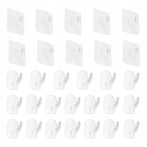 SELF ADHESIVE HOOKS CLEAR ACRYLIC FOR BATHROOM 30 PCS. Brand no brand