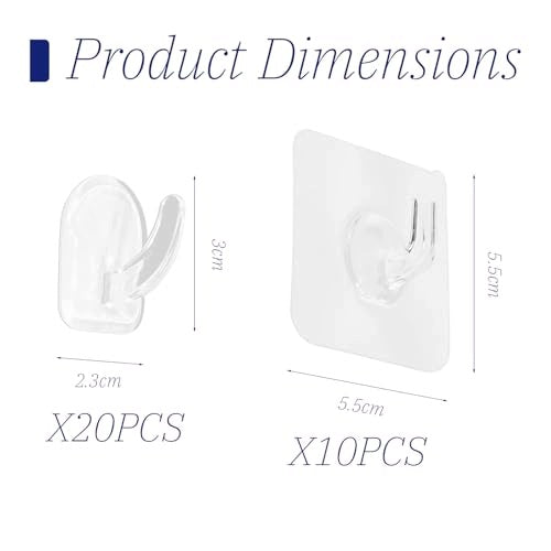 SELF ADHESIVE HOOKS CLEAR ACRYLIC FOR BATHROOM 30 PCS. Manufacturer code Bez marki