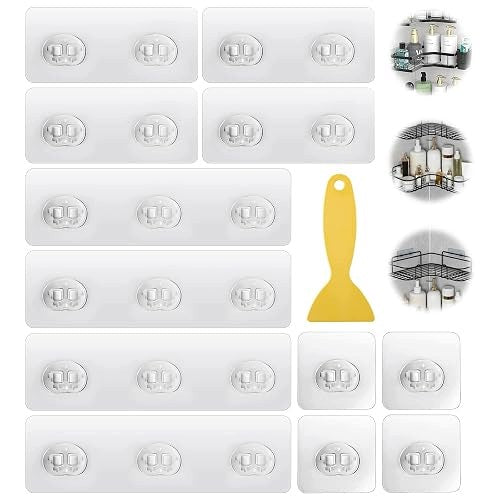 SELF ADHESIVE HOOKS FOR SHOWER RACK WATERPROOF 12 PCS METAL