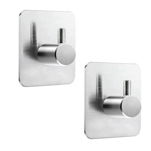 SELF-ADHESIVE HOOKS SILVER STAINLESS STEEL FOR APARTMENT 2 PCS Brand no brand