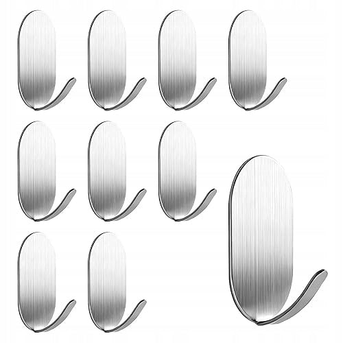 SELF-ADHESIVE STEEL HOOKS WATERPROOF FOR TOWELS KITCHEN BATHROOM 10