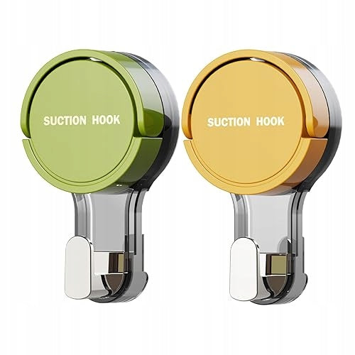 SELF-ADHESIVE SUCTION HOOKS FOR WALL GREEN YELLOW BATHROOM 2 PCS.