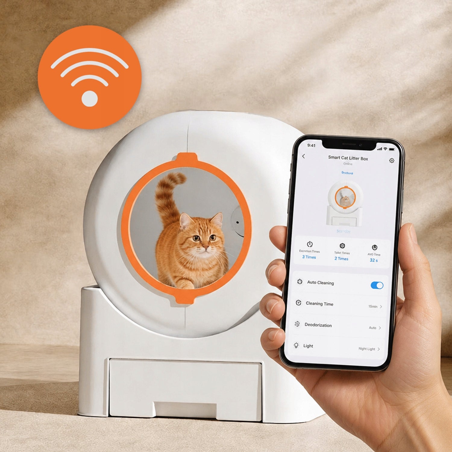 SELF-CLEANING AUTOMATIC CAT LITTER BOX WiFi SMART 61L Packaging status original